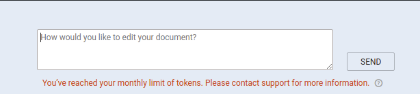 AI Assistant tokens limit exceeded