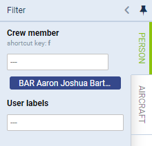 Person and Aircraft filtering options