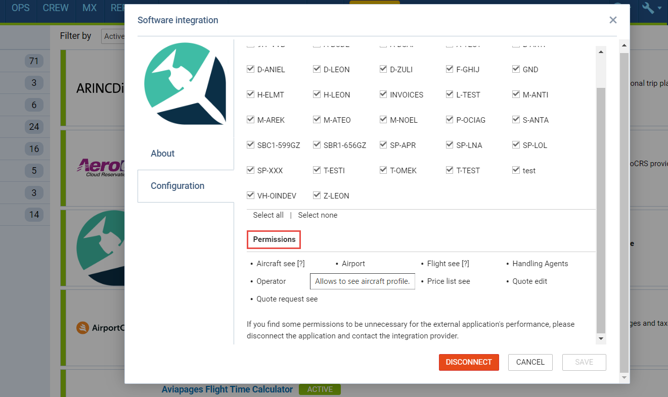 'Permissions' subsection
