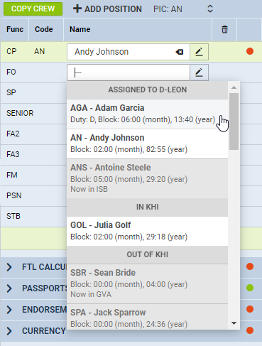 Crew assigning