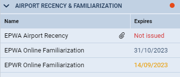 'Airport recency and familiarization' section
