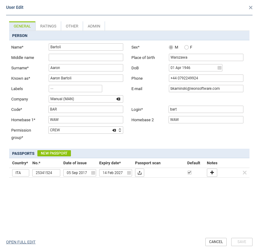 User's profile