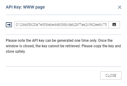 Generated API Key - store safe