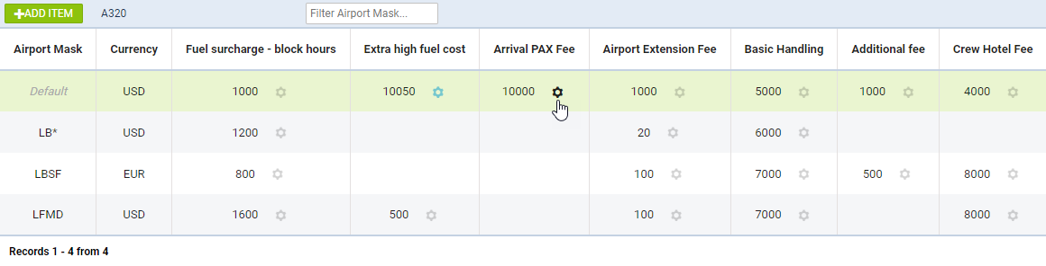 'Airport fees' with query language options