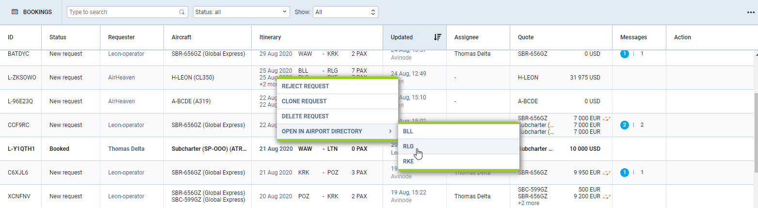 Option to preview airport in Request-Quotes