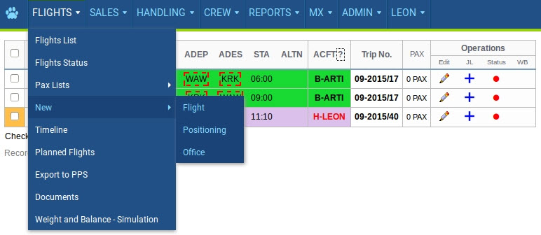 Adding new flights, repositionings and office duties - release 3.27 update