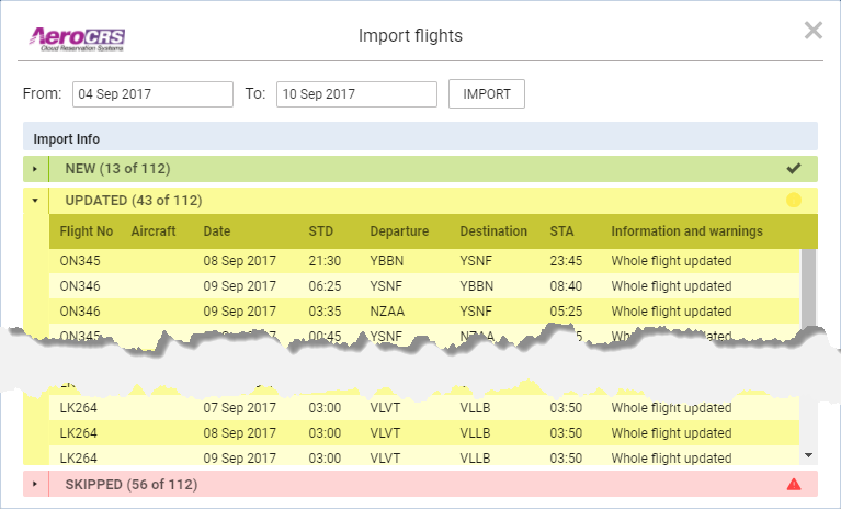 Import Flights from AeroCRS