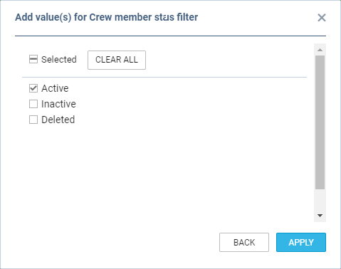 Filtering by Crew member status