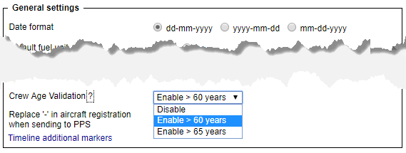 Crew age validation options