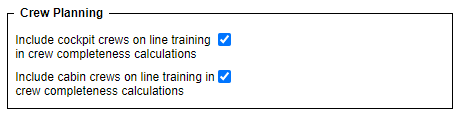 'Crew Planning' settings