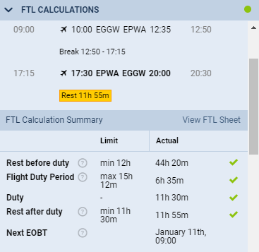 'Add Hotel' reducing minimum required rest