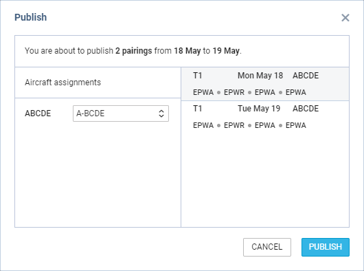 Publishing schedule