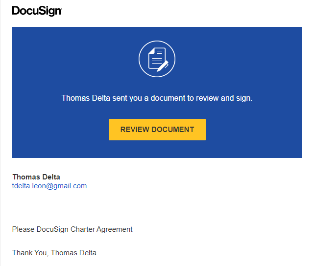 Link to DocuSign in mailbox