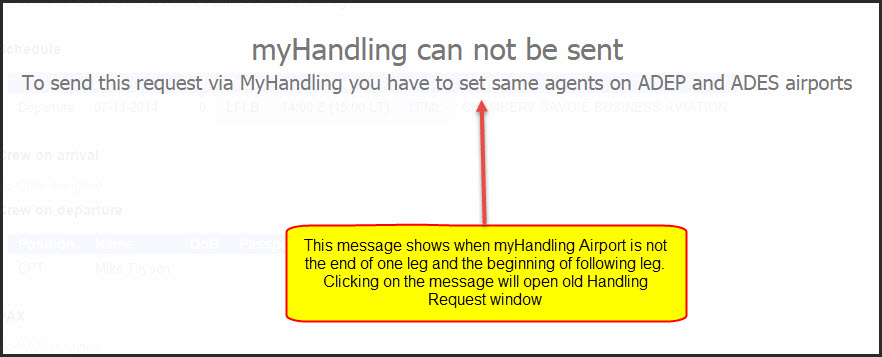 MyHandling unable to be sent alert