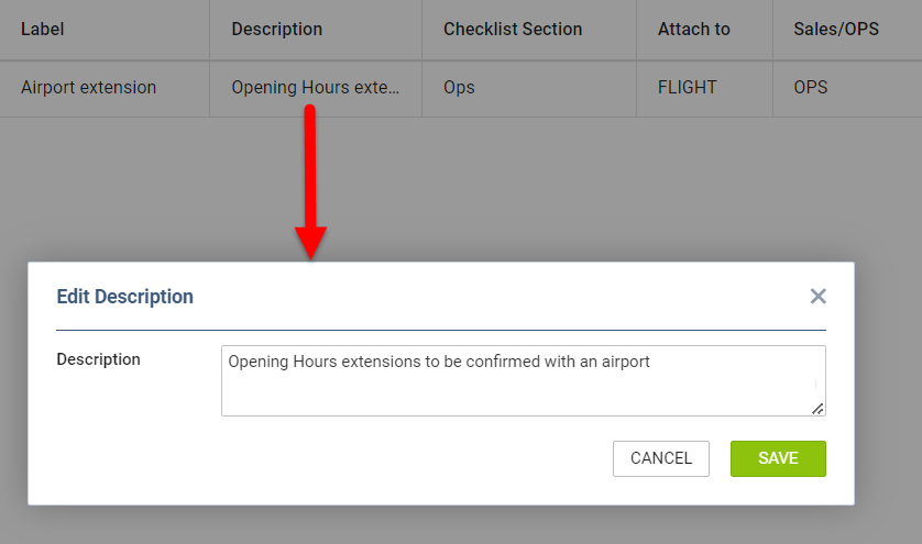 Adding checklist item description