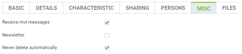 'Never delete automatically' option