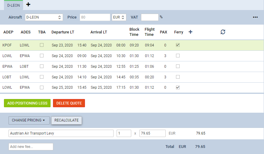 ATL calculation based on actual PAX