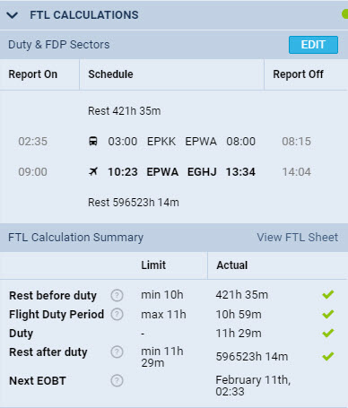 Positioning included in FTL calculation