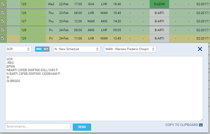 GCR example - flights on the following days