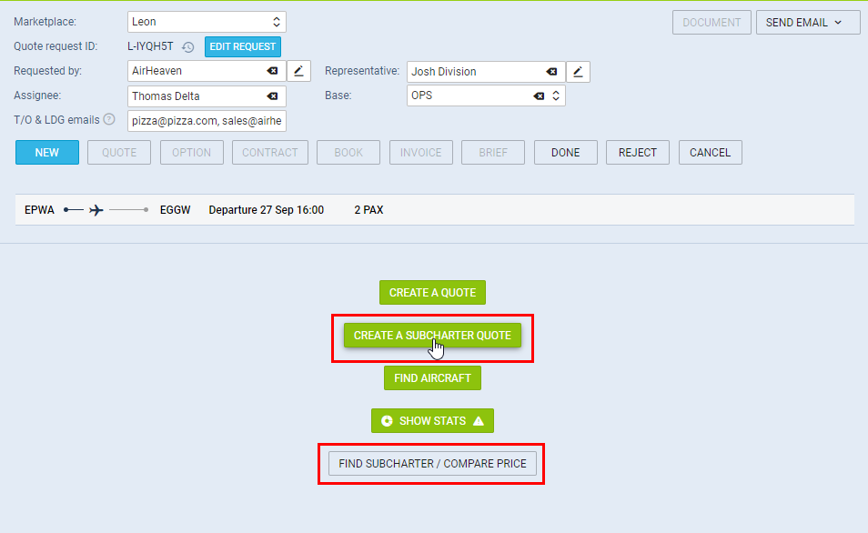 Adding new subcharter request