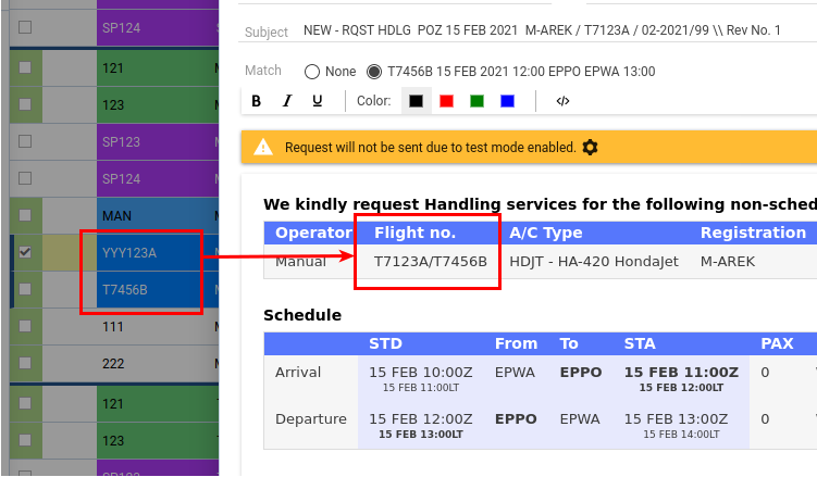 Example of callsign use