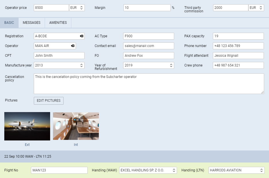 Subcharter price section
