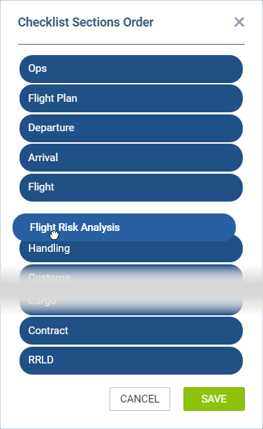 Changing the order of the OPS Checklist subsection