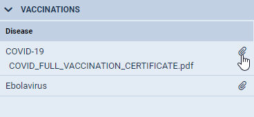 'Vaccinations' section