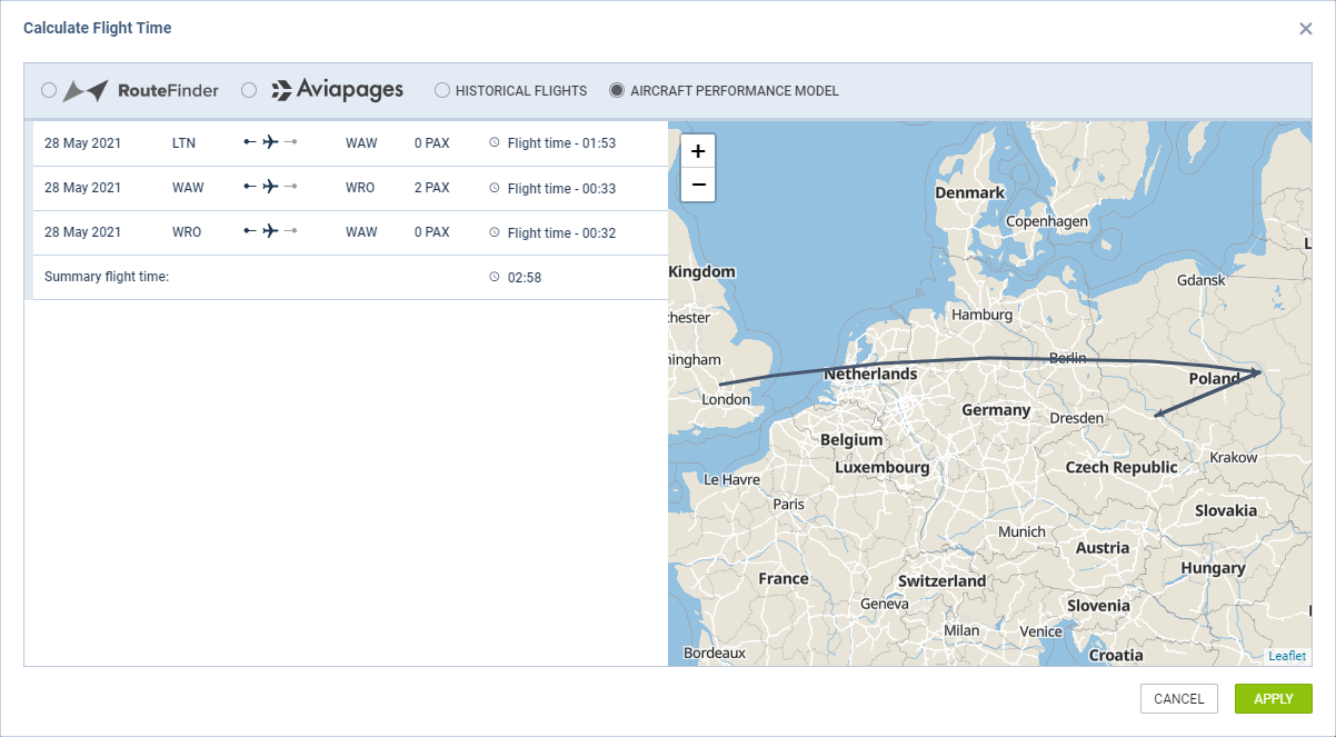 'Aircraft Performance Model' calculations