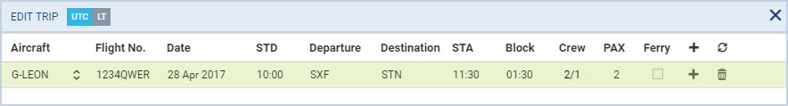 Adding a new trip in section OPS