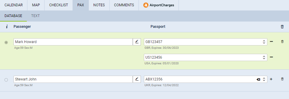 Additional passport in PAX Tab