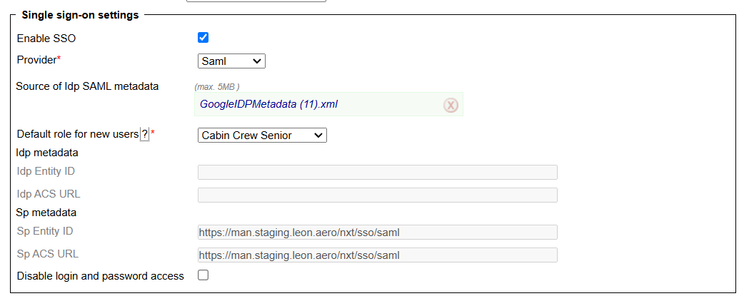 SAML - single sign-on functionality in Leon