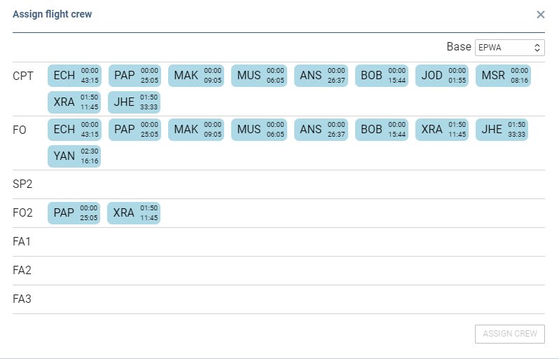 Assigning Crew to a flight