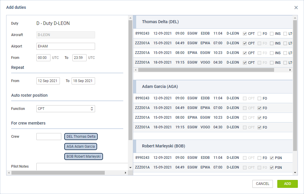 Calendar - Assign Crew