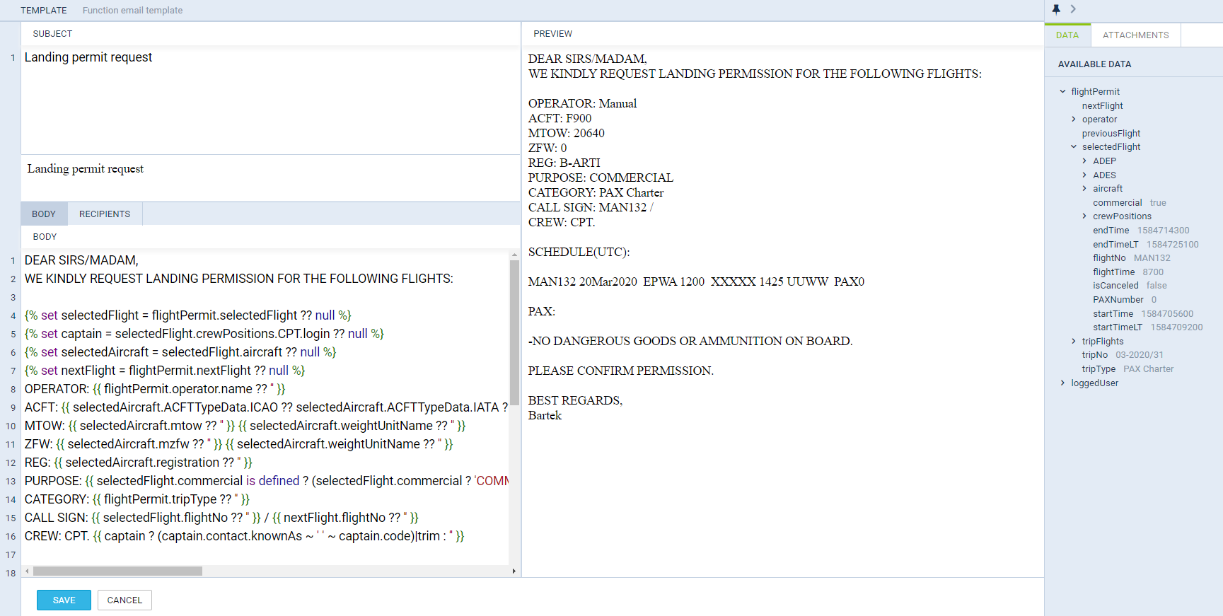 Setting up email templates for permits