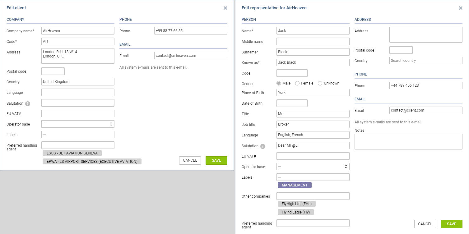 Editing requester or representative