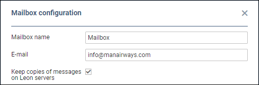 'Keep copies of messages on Leon servers' checkbox'