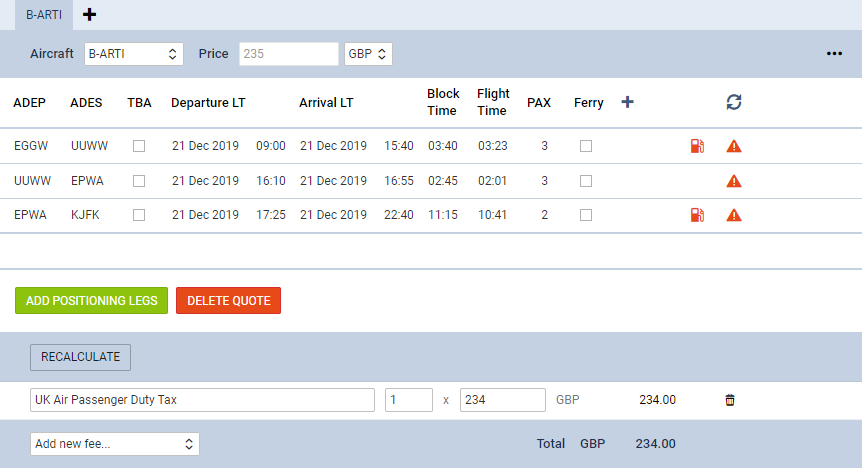 UK APD calculation based on PAX number