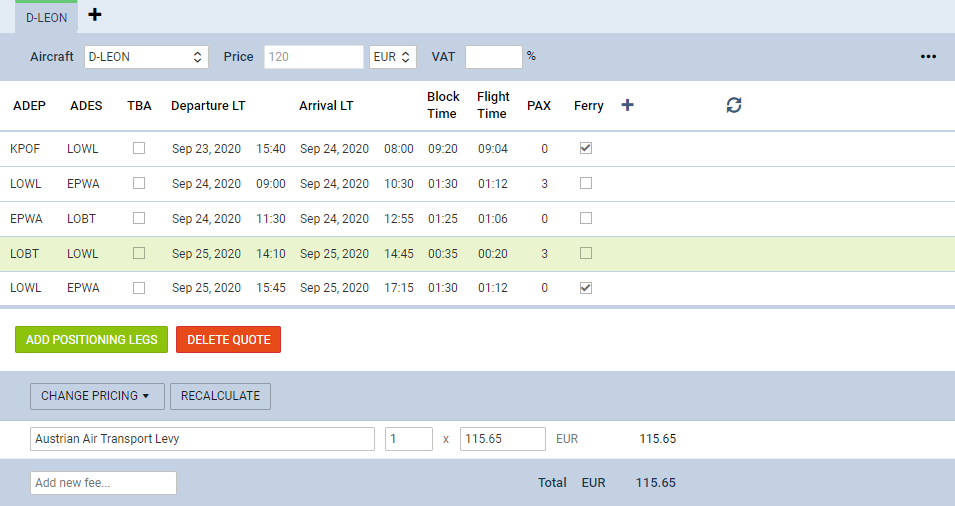 ATL calculation based on PAX number