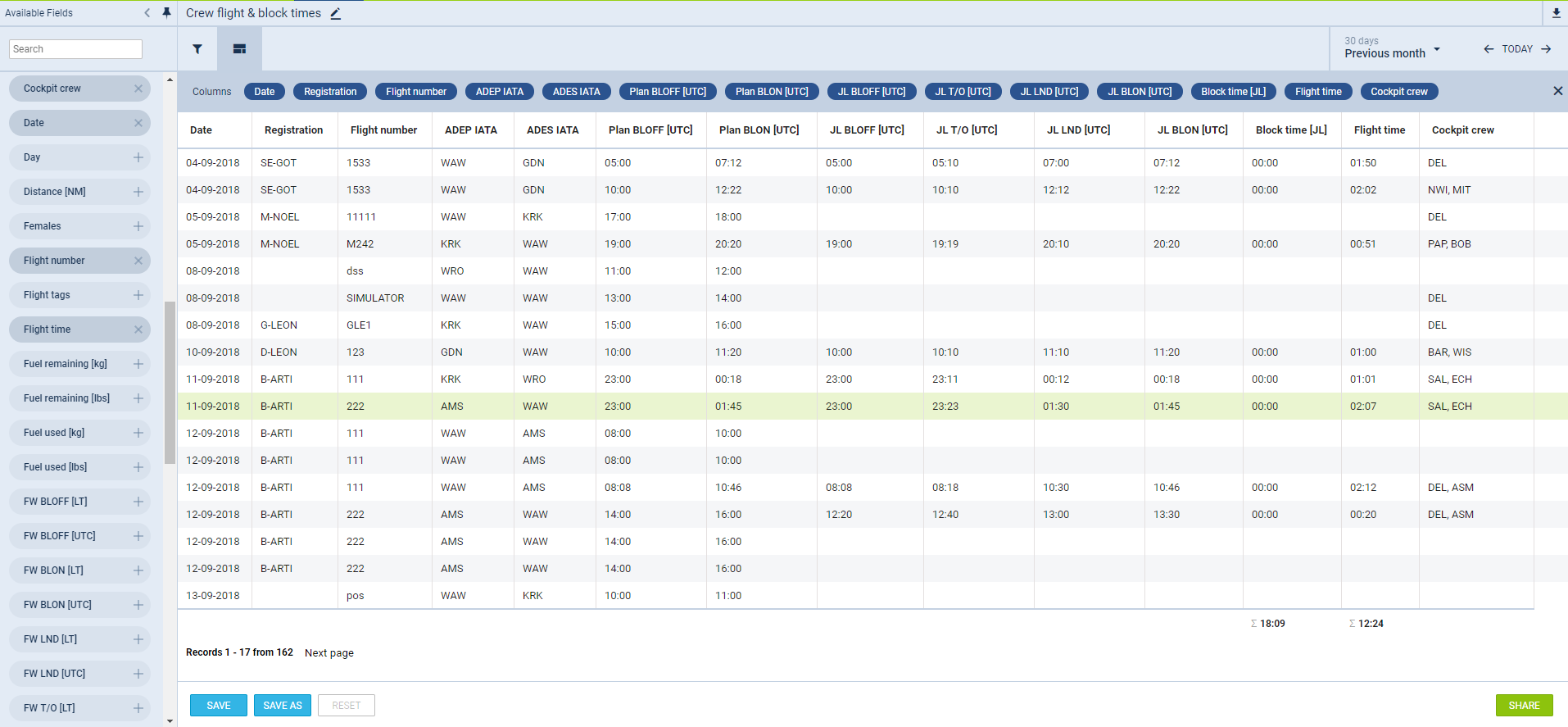 Creating a report in a Report Wizard panel in Leon
