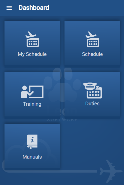 Leon crew mobile app - main view