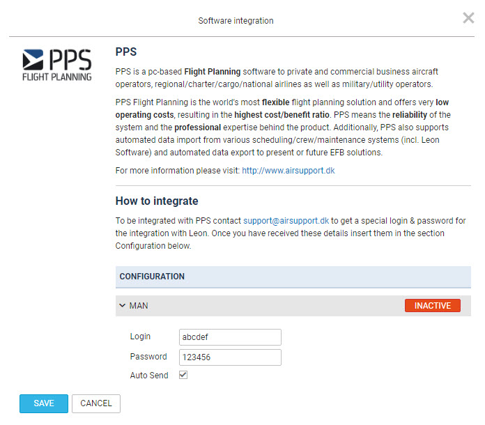 Adding a login & password for the PPS integration