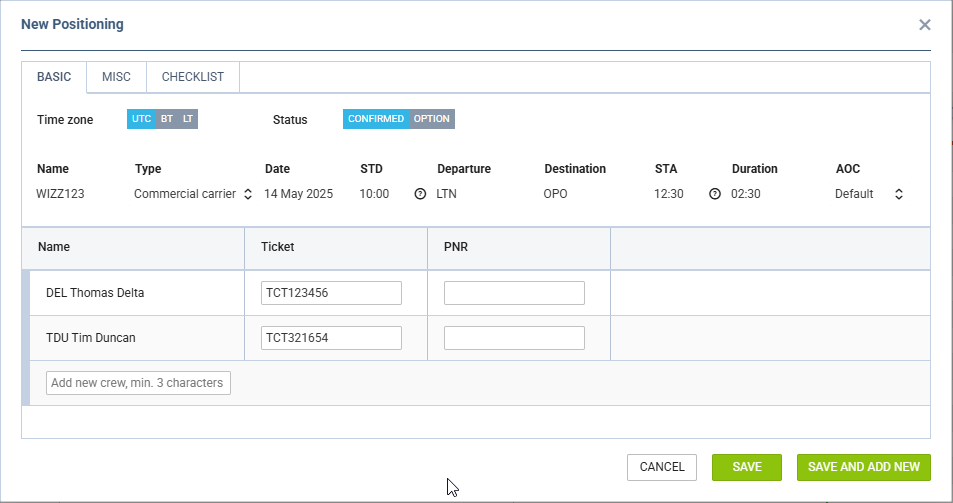 Add positioning window - tab 'BASIC'