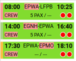 Flight change status in OPS Calendar
